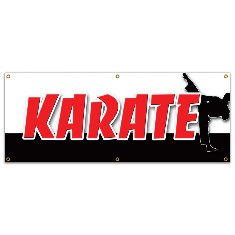 Bannière de karaté, H 24 po x l 72 po x P 0,1 po