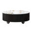 Table basse ronde rustique de 90 cm (35,4 pouces) avec 2 tiroirs et plateau en pierre frittée, noire-430050844