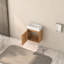 Meuble-lavabo mural de 16 po, bois massif, lavabo en résine blanche, structure, petite surface de conception réversible, installation rapide