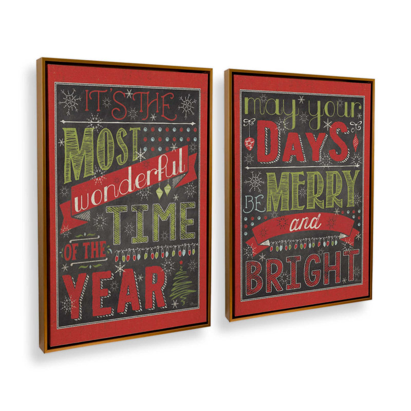 Merry and Bright Days, ensemble de 2 impressions sur toile, H 13 po x l 18 po, Impression encadrée sans passe-partout