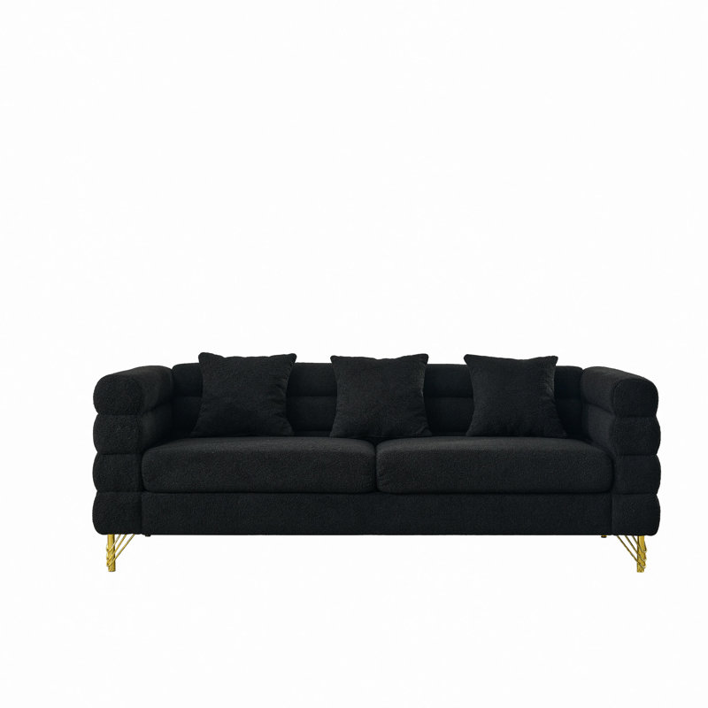 81" Oversized 3 Seater Sectional Sofa, Living Room Comfort Fabric Sectional Sofe-Deep Seating Sectional Sofa, Soft Sitting With 3 Pillows For Living Room,Bedroom,Office