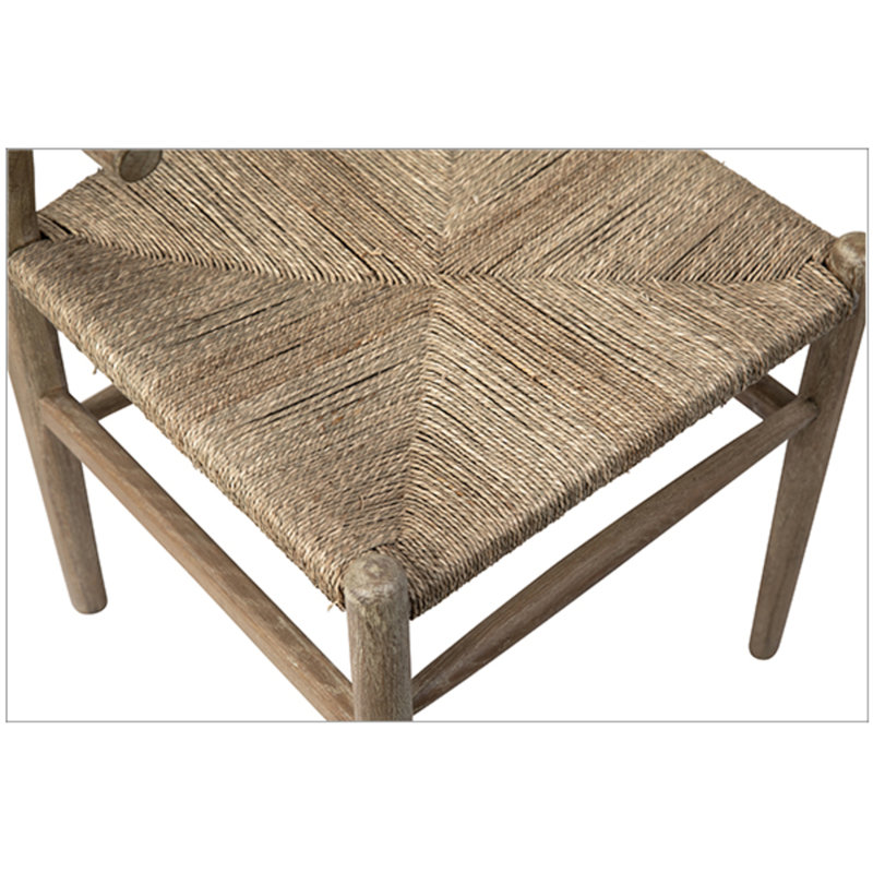 Buchholtz Oak and Natural Woven Wicker Back Dining Chair, Brown