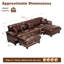 Canapé d'angle surdimensionné en cuir de 315 cm (124,2 po) Cloud pour salon, canapé modulaire moderne en forme de U avec pouf, brun-800247140