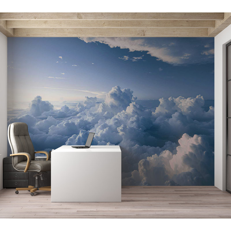 Murale paysage pelez et collez - formation de nuage moelleux, L 57 po x L 41 po