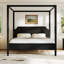 Lit plateforme à baldaquin en bois avec tête de lit et pieds de soutien, cadre de lit pour chambre à coucher-1261279036-1261279037