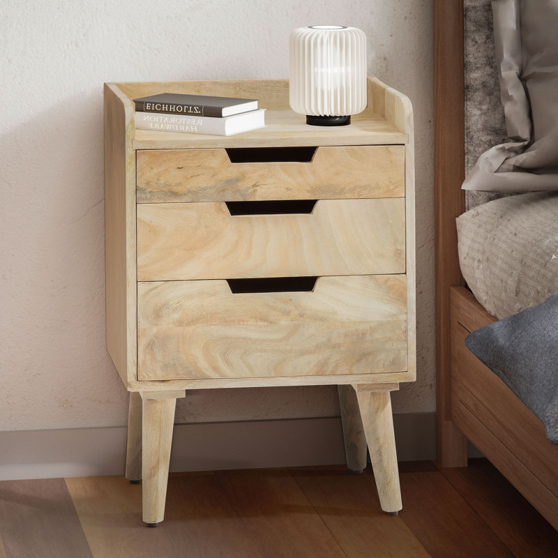 33cm W Solid Wood Bedside Table