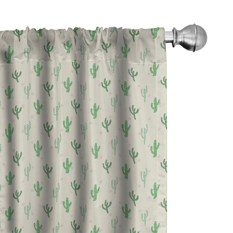 Cactus Floral Semi-Sheer Rod Pocket Curtain Panels, 28" x 95"
