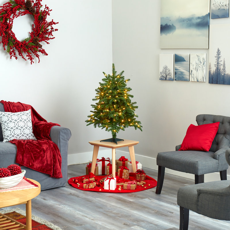 Lighted Artificial Spruce Christmas Tree, 3' H