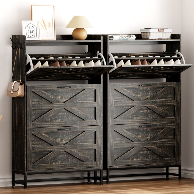 Shoe Cabinet, Gray/Charcoal