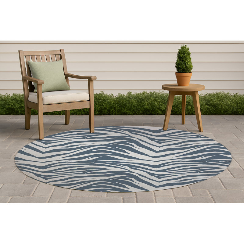 Tapis d'extérieur antidérapant à motif zébré, Rond 5 pi