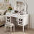 Laneah Makeup Vanity Desk with Adjustable Mirror, Drawers & Stool
