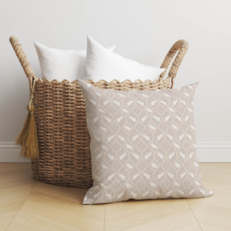 Nantucket Bunny Neutral Throw Pillow, 20"H x 20"W