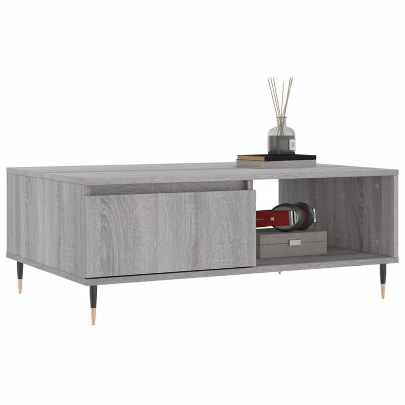 Erinn Four Leg Coffee Table with Storage, Grey Sonoma