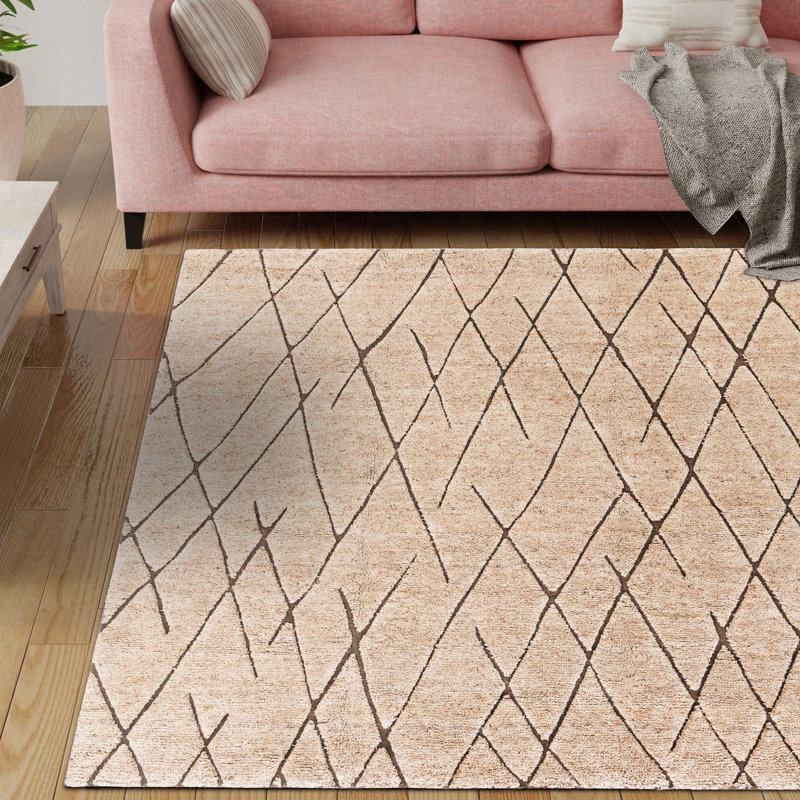 Tapis géométrique en laine noué à la main Tureka, Rectangle 12 pi x 16 pi 1 po