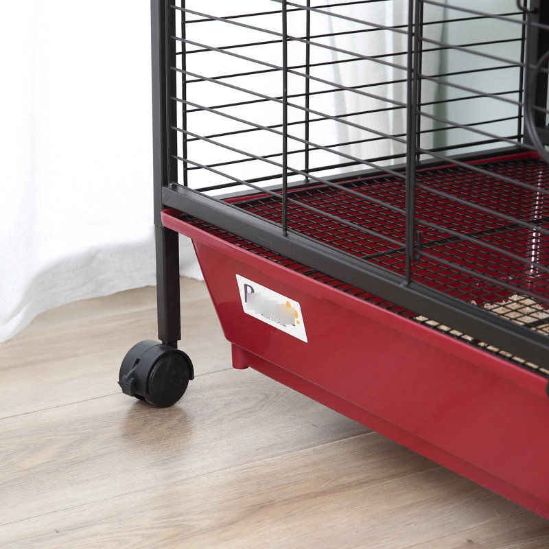 Cage de jeu 41 po pour petits lapins et furets - avec mangeoire, rampe et enclos pour animaux