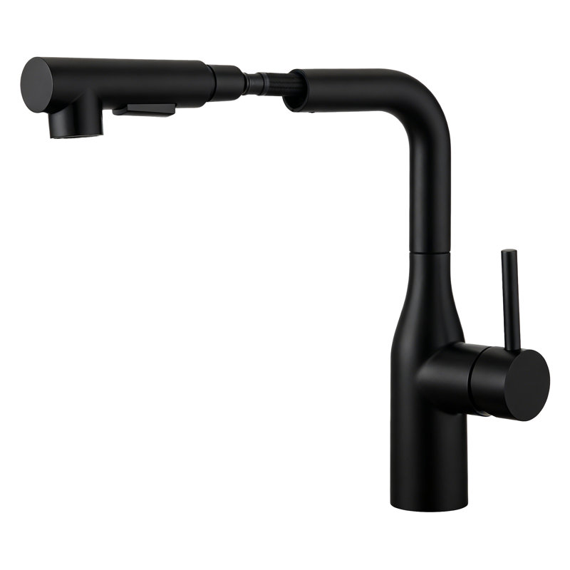 Robinet de cuisine à poignée simple arqué 11,89 po Saree, Matte Black