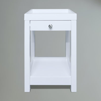 Casual Home Solid Wood Bath Tray Side Table with Drawer, White