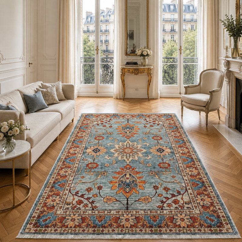 Oriental Cotton and Chenille Flatweave Area Rug, 60 x 100 cm