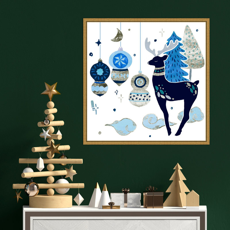 «Goodnight Reindeer II» par Melissa Wang, reproduction d'art sur toile encadrée, H 22 po x l 22 po