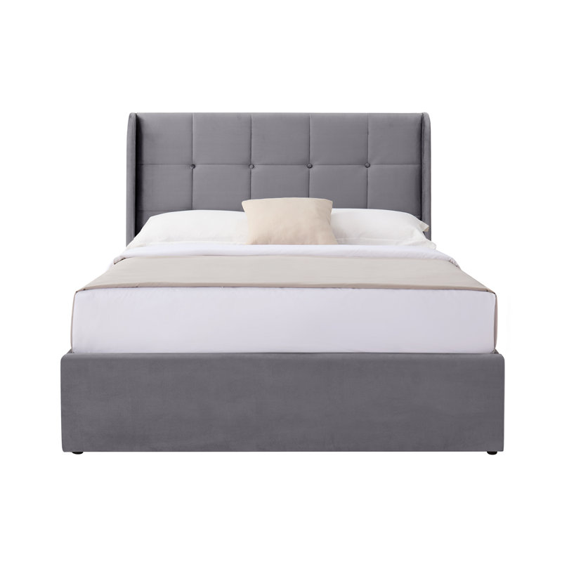 Bayson Upholstered Double (4'6) Bed, Grey, Ruby