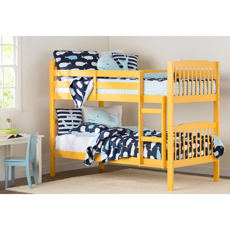 Mulli Kids Twin Over Twin Bunk Bed, Yellow