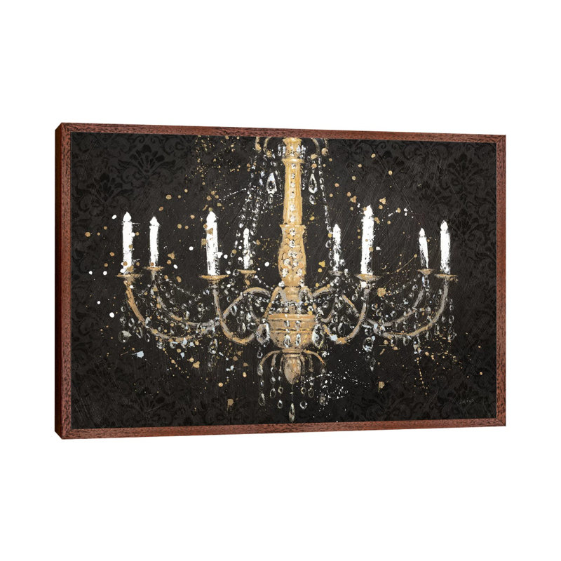 Grand Chandelier Black I by James Wiens - Gallery-Wrapped Canvas Giclée on Canvas, Classic Wood Floater Framed