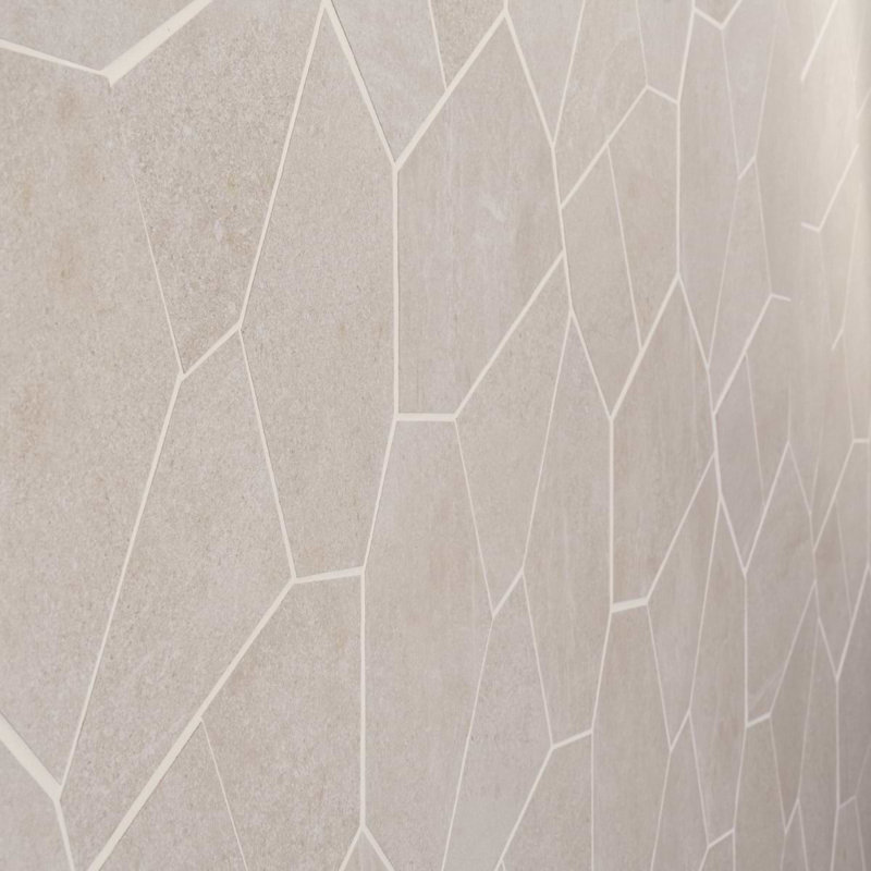 Era Organic Pattern Limestone Look Matte Porcelain Mosaic Tile, Linen White
