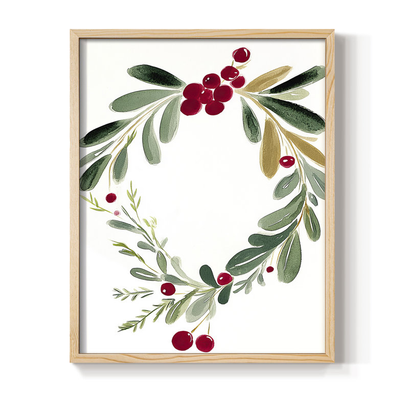 «Christmas Holiday Art DCCXC III», reproduction d'art encadrée - bois massif, H 21 po x l 17 po, Naturel