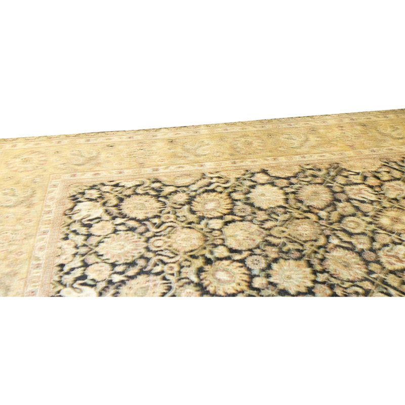 High-Quality Hand-Knotted Black And Gold Area Rug
