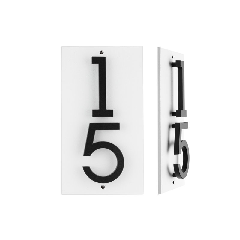 Floating Stand-Off 2-Number Vertical Sign, White /W/ Black Modern Font Numbers, Yes
