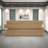 Modern Wood Grain Front Desk with Locking Drawer, Multi-Storage Options, Unique Shape – No Assembly Required, Ideal for Malls and Leisure Reception Areas