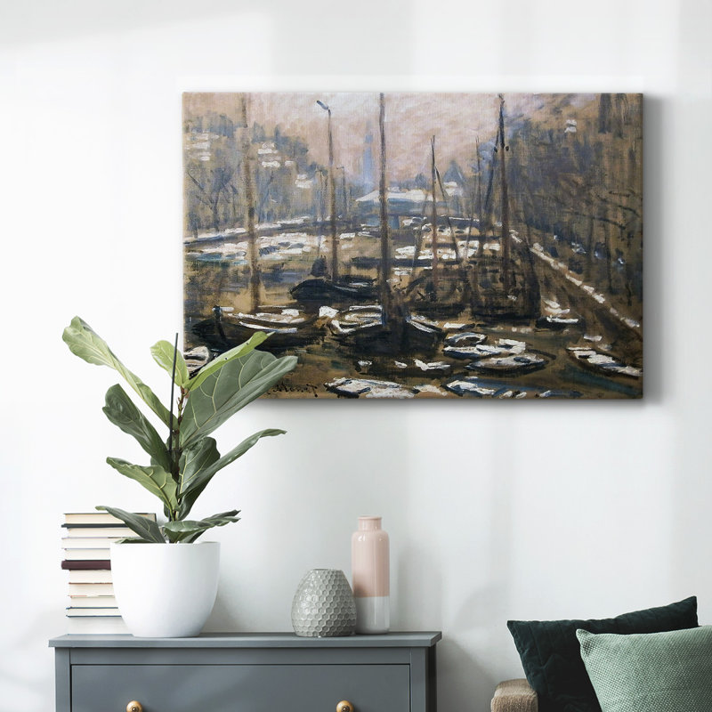 Canal of Amsterdam in Winter, 1874 - Toile tendue avec châssis, H 8 po x l 12 po