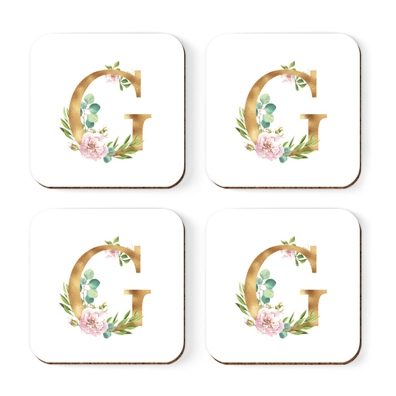 Sous-verre de lettre initiale à monogramme Lush Bloom, G