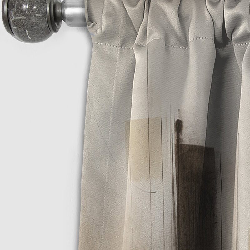 Black Mid Century Fusion V - Midcentury Curtain - Velvet Blackout Abstract Curtain - 1 Panels, 52" W x 84" L
