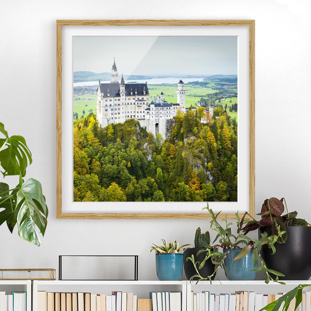 Gerahmtes Papierbild Schloss Neuschwanstein Panorama