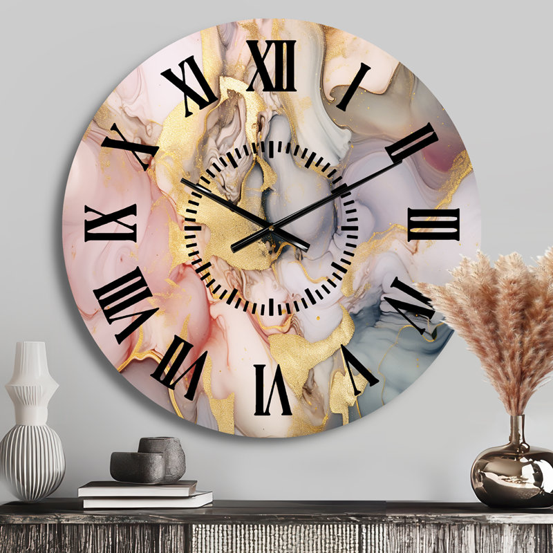 Horloge murale grise et rose Tender, Médium