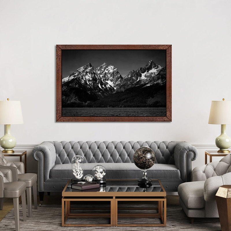 Grand Teton XI by Ansel Adams - Floater Frame Print on Canvas, 152.5 cm H x 101.5 cm W, Brown Framed