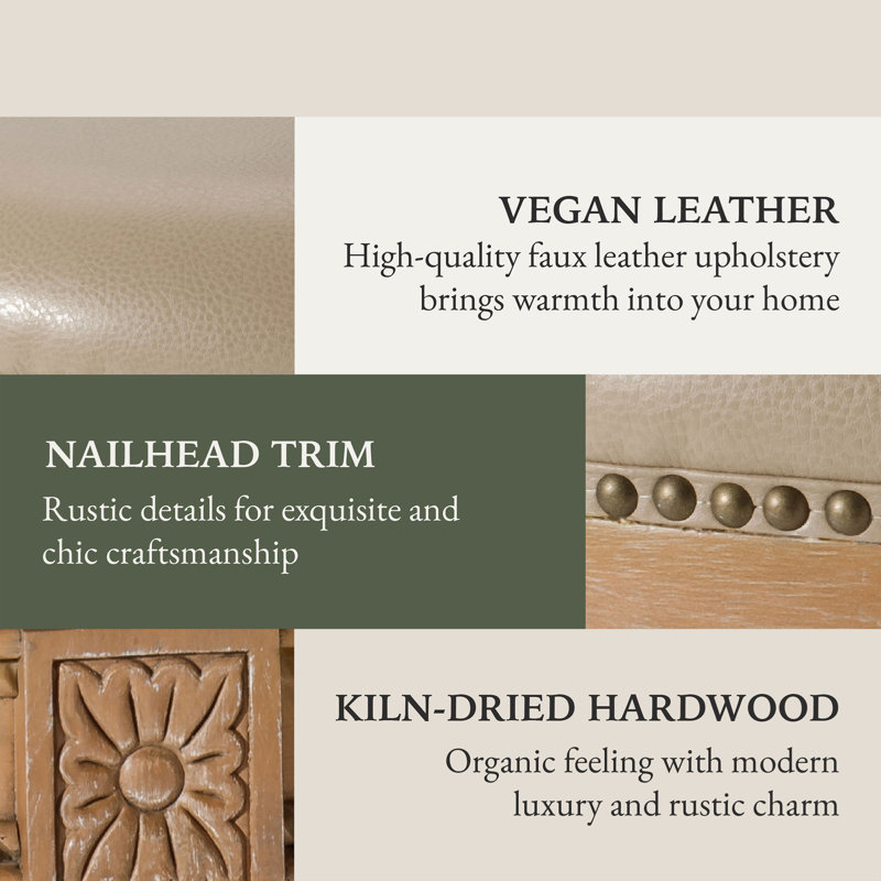 Weathered Oak Swivel Counter Stool with Vegan Leather Upholstery