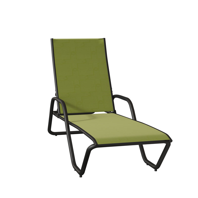 Outdoor Rust-Resistant Metal Chaise Lounge, Lime 38D Sunbrella®, Textured Desert