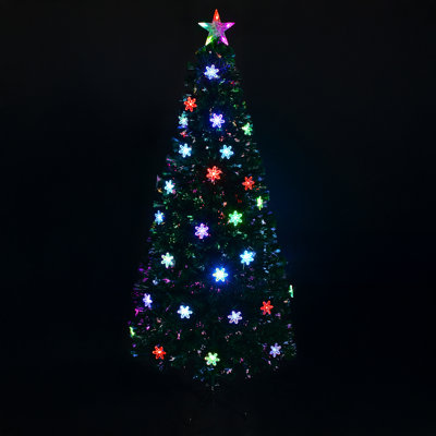 Pre-Lit Fiber Optic Snowflake Artificial Christmas Tree - 7' - Multi LED Lights