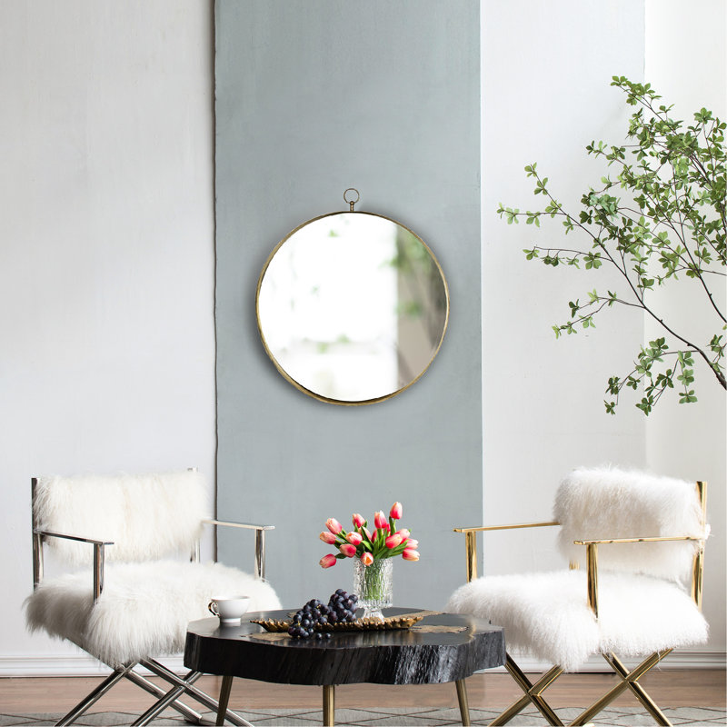 24"X28" Iron Frame Gold Mirror. Make A Statement In Living Room, Bedroom, Vanity, Entryway, Hallway Round Upgrade Your Appearance