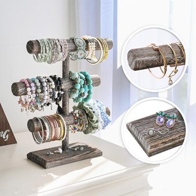 Présentoir à bijoux en bois à 3 niveaux à assemblage gratuit