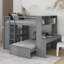 Lit mezzanine double avec lit autonome, tablettes, bureau et garde-robe-167959494