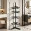 Support de douche sur pied à 4 niveaux réglable, organisateur de douche sur pied avec porte-savon et porte-rasoir, rangement pour salle de bain autoportant pour grandes bouteilles, métal résistant à la rouille, noir