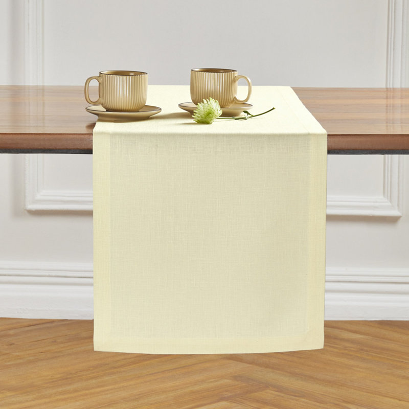 Diana - 100% Pure Linen Table Runner, 108" x 14", Creamy Ivory