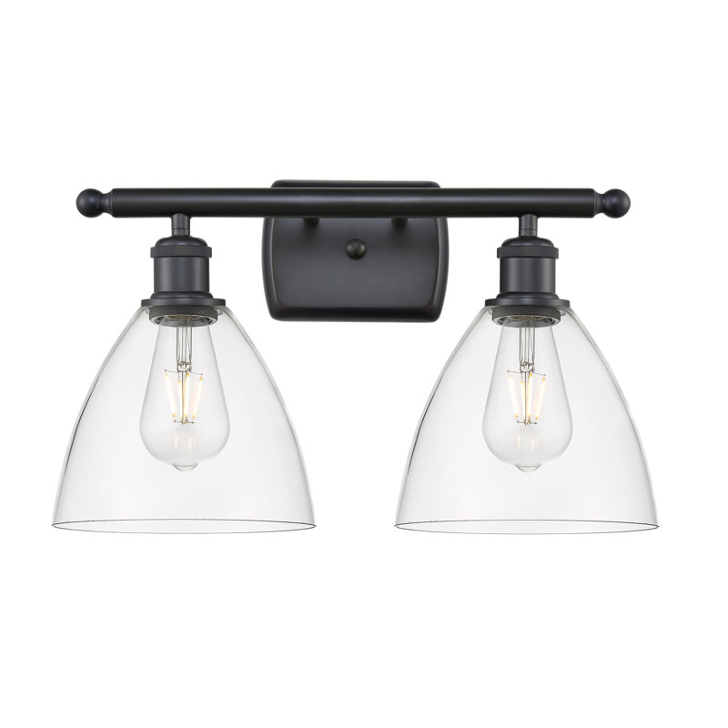 Éclairage pour meuble-lavabo 2 lumières Shauna, DEL, Transparent, Noir mat