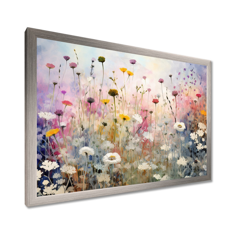 Fleurs sauvages Wander meadows - Fleurs sauvages, impressions sur toile, H 24 po x l 32 po x P 1 po, Cadre simple argenté