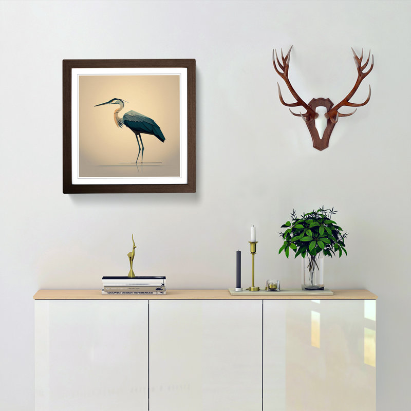 Heron Minimalism - Framed Print, Walnut
