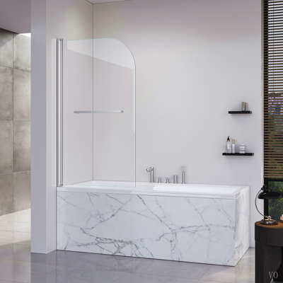 Portes de douche pliantes sans cadre pour baignoire, porte en verre trempé de 1/4 po (6 mm) d'épaisseur, porte de baignoire pivotante pour salle de bain L 31 po x H 55 po
