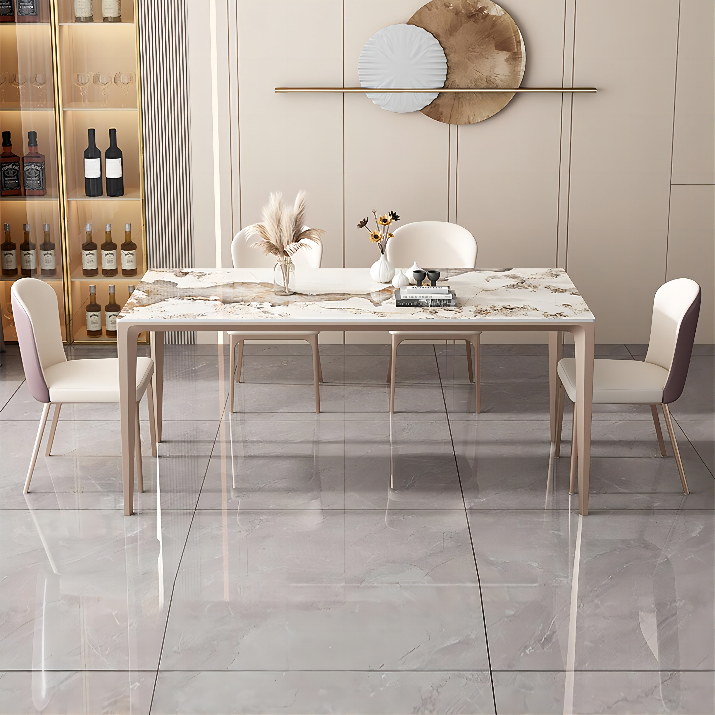Orren Ellis Modern Minimalist Rectangular Sintered Stone Dining Table ...